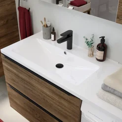 GoodHome Plan vasque blanc en céramique l.80 cm Nira* Plan Simple Vasque