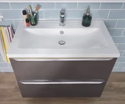 GoodHome Plan vasque blanc en céramique l.80 cm Nira* Plan Simple Vasque