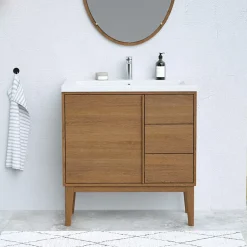 GoodHome Plan vasque blanc en céramique l.80 cm Nira* Plan Simple Vasque