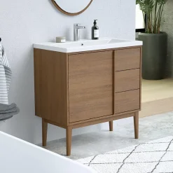 GoodHome Plan vasque blanc en céramique l.80 cm Nira* Plan Simple Vasque