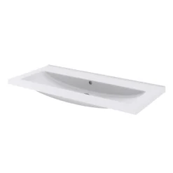 GoodHome Plan vasque blanc en céramique l.100 cm Nira* Plan Simple Vasque