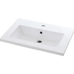Plan vasque blanc en résine l.60 cm, Calao* Plan Simple Vasque
