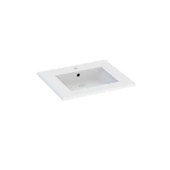 Plan vasque blanc en résine l.60 cm, Calao* Plan Simple Vasque