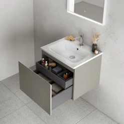 Ipiemme SRL Plan vasque blanc en résine l.60 cm, Pura+