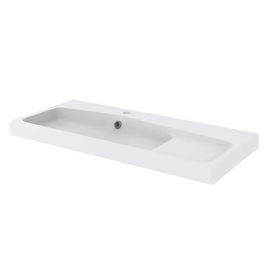 GoodHome Plan vasque blanc en résine l.100 cm Mila* Plan Simple Vasque