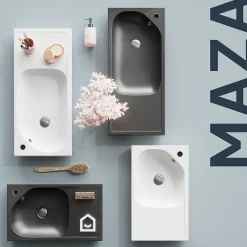 GoodHome Plan vasque blanc satin en résine l.80,4 x P.36,2 cm, Maza* Plan Simple Vasque