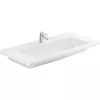 Sanindusa Plan vasque céramique traditionnelle Palm 100 blanc a poser sur plan ou meuble* Plan Simple Vasque