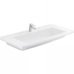 Sanindusa Plan vasque céramique traditionnelle Palm 100 blanc a poser sur plan ou meuble* Plan Simple Vasque