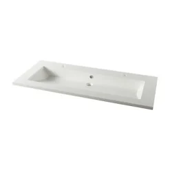Plan vasque double blanc en résine l.120 cm, Calao* Plan Double Vasque
