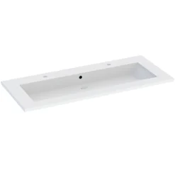Plan vasque double blanc en résine l.120 cm, Calao* Plan Double Vasque