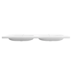 GoodHome Plan vasque double l.120,6 x H.12,3 x P.45,2 cm, en céramique blanche, levanna* Plan Double Vasque
