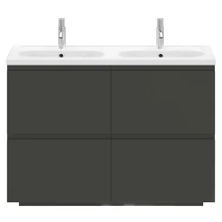 GoodHome Plan vasque double l.120,6 x H.12,3 x P.45,2 cm, en céramique blanche, levanna* Plan Double Vasque