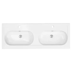 GoodHome Plan vasque double l.120,6 x H.12,3 x P.45,2 cm, en céramique blanche, levanna* Plan Double Vasque