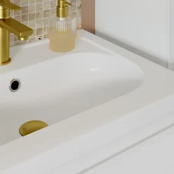 GoodHome Plan vasque double l.120,6 x H.12,3 x P.45,2 cm, en céramique blanche, levanna* Plan Double Vasque