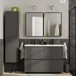 GoodHome Plan vasque double l.120,6 x H.12,3 x P.45,2 cm, en céramique blanche, levanna* Plan Double Vasque