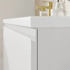 GoodHome Plan vasque double l.120,6 x H.12,3 x P.45,2 cm, en céramique blanche, levanna* Plan Double Vasque