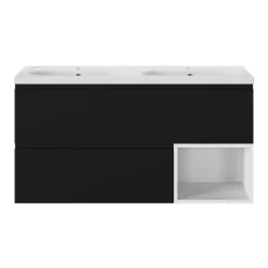 GoodHome Plan vasque double l.120,6 x H.12,3 x P.45,2 cm, en céramique blanche, levanna* Plan Double Vasque