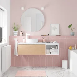 GoodHome Plan vasque double l.120,6 x H.12,3 x P.45,2 cm, en céramique blanche, levanna* Plan Double Vasque
