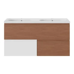 GoodHome Plan vasque double l.120,6 x H.12,3 x P.45,2 cm, en céramique blanche, levanna* Plan Double Vasque