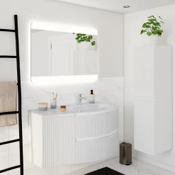 Plan vasque droit en verre l.104 cm, Vague* Plan Simple Vasque
