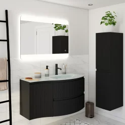 Plan vasque droit en verre l.104 cm, Vague* Plan Simple Vasque