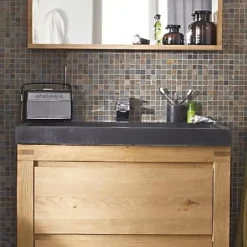 Cooke & Lewis Plan vasque en pierre noire 90 cm, Harmon