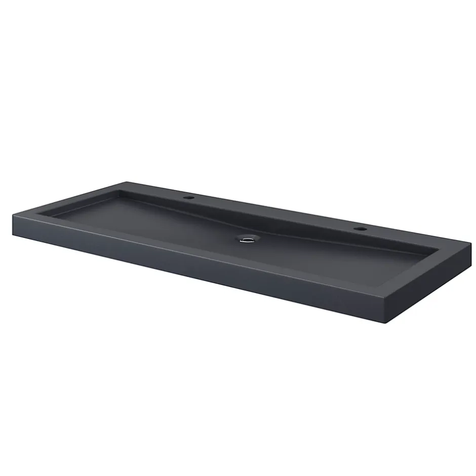 GoodHome Plan vasque en pierre noire l.120 cm, Cooke & Lewis Harmon