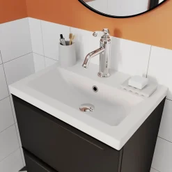 GoodHome Plan vasque faible profondeur blanc Nira 50 cm