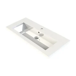 Cooke & Lewis Plan vasque faible profondeur l.90 cm blanc en résine, Calao* Plan Simple Vasque
