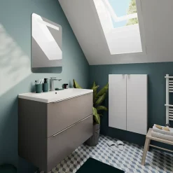 GoodHome Plan vasque faible profondeur blanc Nira 60 cm* Plan Simple Vasque