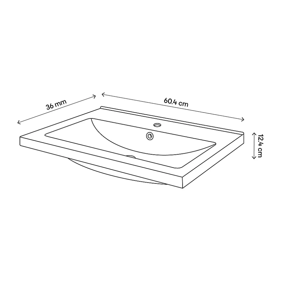 GoodHome Plan vasque faible profondeur blanc Nira 60 cm* Plan Simple Vasque
