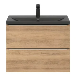 GoodHome Plan vasque faible profondeur noir Nira 80 cm* Plan Simple Vasque
