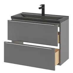 GoodHome Plan vasque faible profondeur noir Nira 80 cm* Plan Simple Vasque