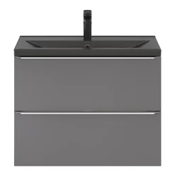 GoodHome Plan vasque faible profondeur noir Nira 80 cm* Plan Simple Vasque