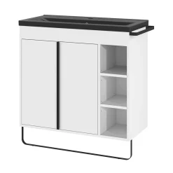 GoodHome Plan vasque faible profondeur noir Nira 80 cm* Plan Simple Vasque