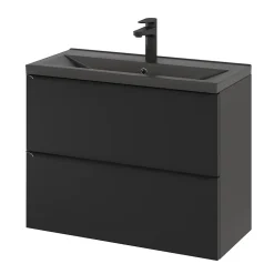 GoodHome Plan vasque faible profondeur noir Nira 80 cm* Plan Simple Vasque