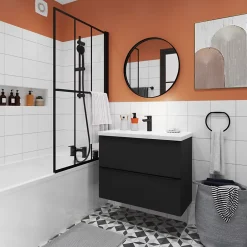 GoodHome Plan vasque faible profondeur blanc Nira 80 cm* Plan Simple Vasque