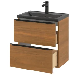 GoodHome Plan vasque faible profondeur noir Nira 60 cm