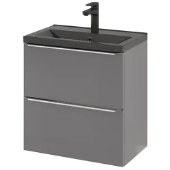 GoodHome Plan vasque faible profondeur noir Nira 60 cm