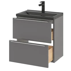 GoodHome Plan vasque faible profondeur noir Nira 60 cm