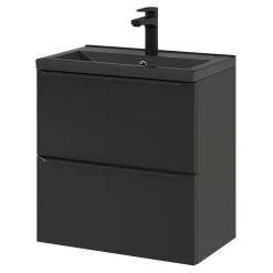 GoodHome Plan vasque faible profondeur noir Nira 60 cm