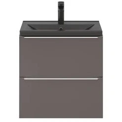 GoodHome Plan vasque faible profondeur noir Nira 60 cm