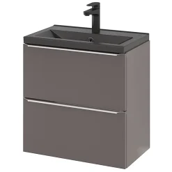 GoodHome Plan vasque faible profondeur noir Nira 60 cm