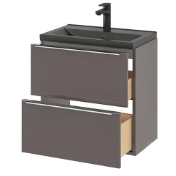 GoodHome Plan vasque faible profondeur noir Nira 60 cm