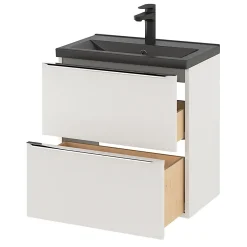 GoodHome Plan vasque faible profondeur noir Nira 60 cm
