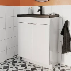 GoodHome Plan vasque faible profondeur noir Nira 60 cm