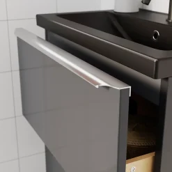 GoodHome Plan vasque faible profondeur noir Nira 60 cm