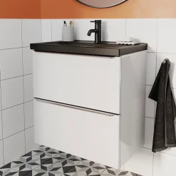 GoodHome Plan vasque faible profondeur noir Nira 60 cm