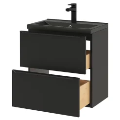 GoodHome Plan vasque faible profondeur noir Nira 60 cm