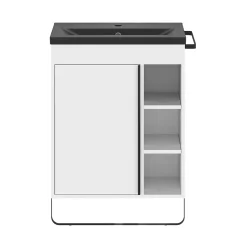GoodHome Plan vasque faible profondeur noir Nira 60 cm